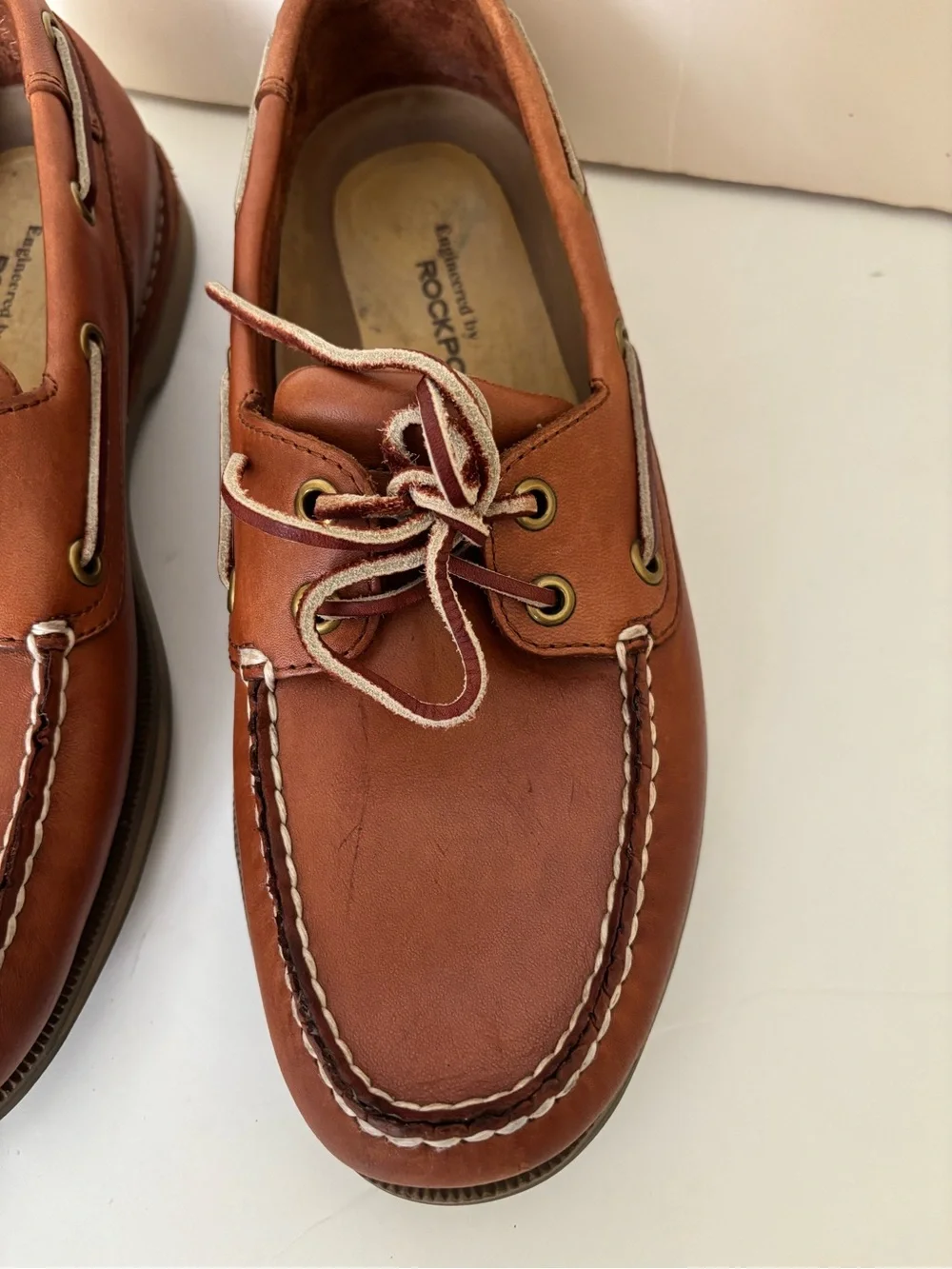 ROCKPORT Men’s Tan Leather Boat Shoes Size 8.5